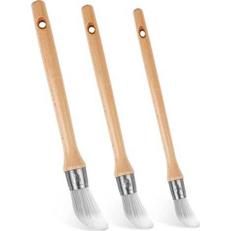 Piece Professional Round Wall Paint Brush Set, Wooden Round Paint Brushes with Synthetic Fiber Bristles, Thumb Band Brush for Enamels, Stains, Primers, Varnishes (15mm, 18mm, 21mm) (1/5)
