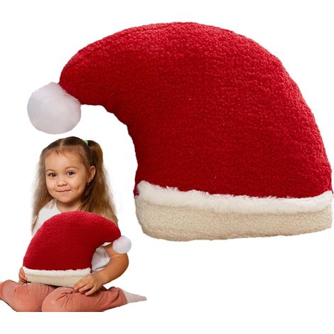 Coussins de Canapé de Noël Peluches Décor au Motif Chapeau de Père Noël Coussin Décoratif de Fêtes Tissu Peluche Doux et Confortable Accent Festif pour Chambre Lit Salon Canapé (1/5)