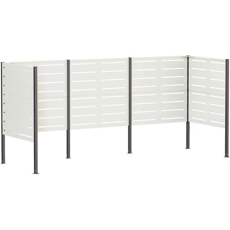 vidaXL Wheelie Bin Screen 249 x 85 x 113 cm Steel White
