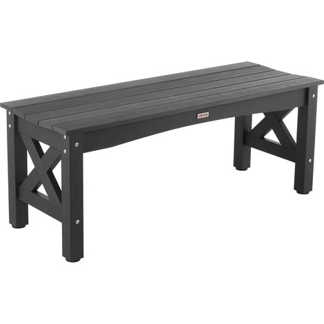 VEVOR Panca da Giardino Lunghezza 113 cm in Plastica per Esterni, Capacita di Carico 272 kg, Panchina da Cortile 1130 x 400 x 435 mm, Panca per Parco, Cortile, Giardino, Nero (1/5)