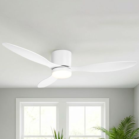 Parrot Uncle Deckenventilator mit LED 24 W, 132 cm, 6 Geschwindigkeiten, DC-Motor leise, Fernbedienung, reversibel Sommer/Winter, Timer-Funktion, Weiß
