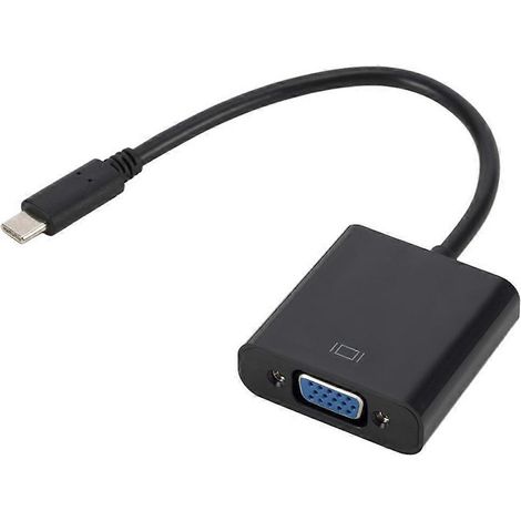 Câble adaptateur USB 3.1 Type-C mâle vers VGA femelle Full HD 1080p résistant pour TV, projecteur et moniteur (noir)-M-Black (1/3)