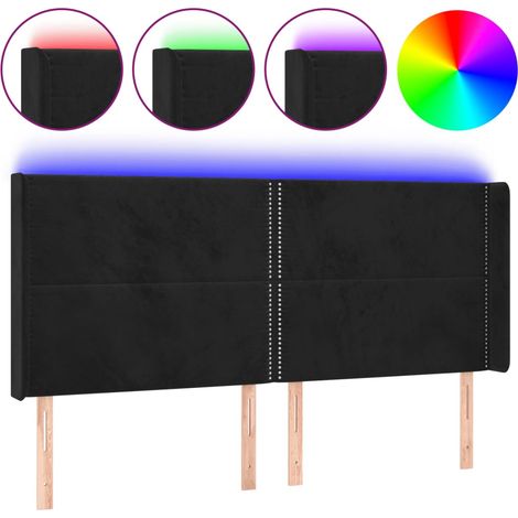 Maison Exclusive - Testiera a LED Nera 183x16x118/128 cm in Velluto (1/5)
