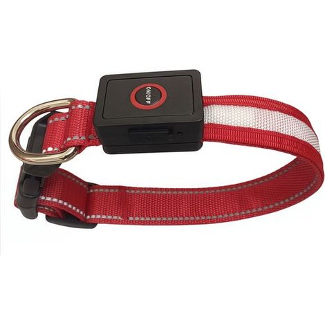 Collar con luz LED，Collar para perros y gatos，Recargable por USB，3 modos diferentes，Resistente al agua，Ajustable，Ideal para mascotas，Rojo (1/5)
