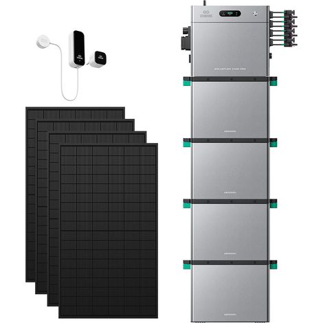 Zendure SolarFlow 2400 Pro – 2400W AC bidirektional, 4800W PV-Eingang, bis 16,8 kWh erweiterbar, Plug & Play, IP65, mit Smart Meter D0 (2.4 kWh), 4xAB3000L (11.52 kWh), 450W×4 bifazialen Panels