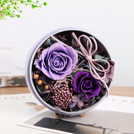 Roses Préservées - Boîte à Fleurs Décorative pour Intérieur - Idéal pour Anniversaire Fête des Mères Jour de l'An - Dimensions 12,5 x 12,5 x 8,3 cm - 1 Pièce (1/5)