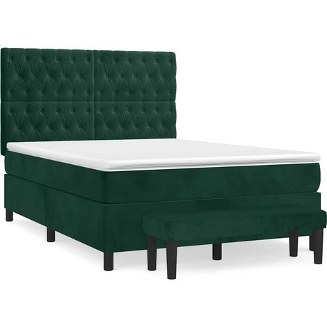 Maison Exclusive - Giroletto a Molle con Materasso Verde Scuro 140x200 cm Velluto (1/5)