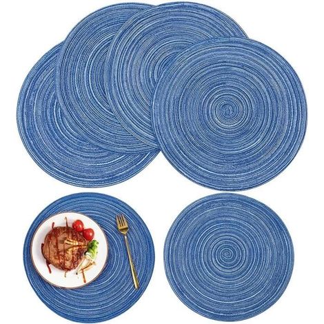 6 Bleu Set de Table Tressé Résistantes à la Chaleur, Antidérapants Table Napperons pour Table de Salle à Manger, Intérieur et (1/3)