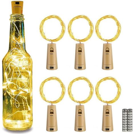 Lichterketten - MARKENNAME - 6 Stück - 2 m - 20 LEDs - Kupferdraht - Warmweiß