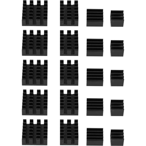 20pcs Black Aluminum Heat Sink CPU Cooler with Adhesive for Raspberry Pi 2/3/4 3b 4B