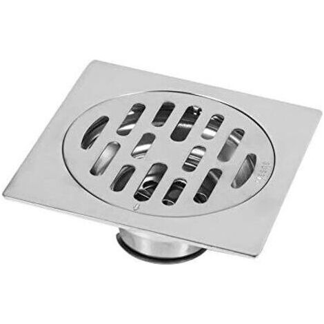 Siphon de sol en acier inoxydable, grille de douche carrée, siphon de sol avec couvercle de crépine amovible (1/5)