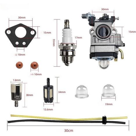 Carburateur Débroussailleuse 40-5 43 52CC BC520 CG430 Carbu Kit Carbu avec Joint Tuyau, Bougie et Filtre à Essence