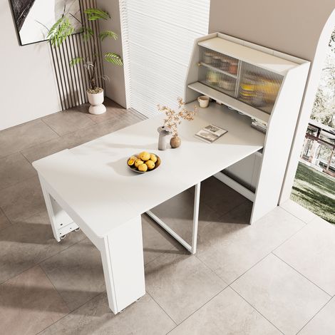 table à manger extensible, L52/132.5×B80×H76cm, Einweg-table extensible, salle à manger-Stauschrank, table à manger avec rangement, table à manger rectangulaire, Coffee Lounge table, gain de place Mul (1/5)