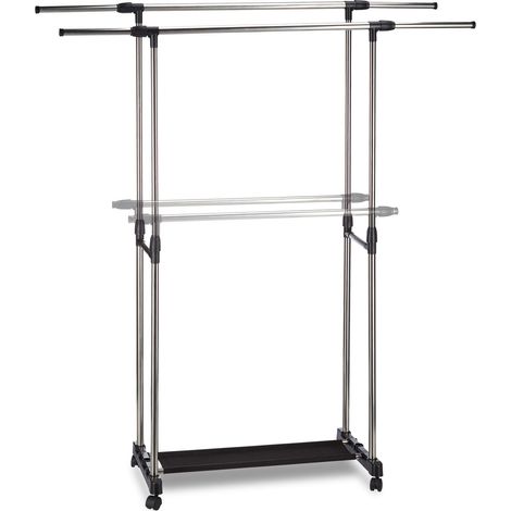 Appendiabiti mobile regolabile con ruote pivotanti 80 x 120 x 45 cm in metallo argentato 130004103