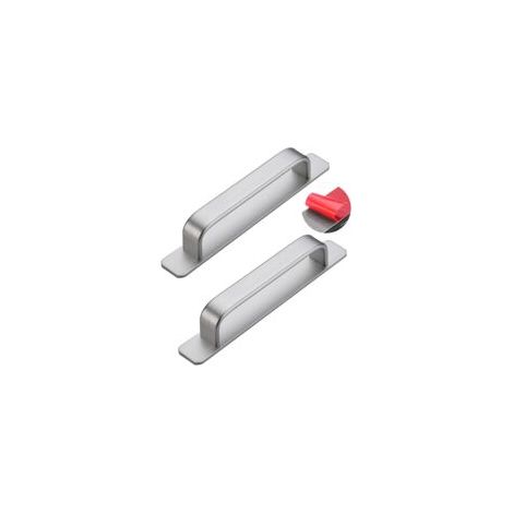 Sollbry Lot de 2 poignées de porte coulissantes auto-adhésives, poignées de porte de grange, poignées de meuble en alliage d'aluminium, autocollant, bouton de meuble (180 mm, argent) (1/4)