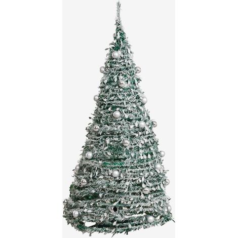 Sklum – Arbre de Noël pliable 180 cm avec lumières LED – Design compact en PVC – Facile à monter et à ranger – Décoration festive lumineuse (1/5)