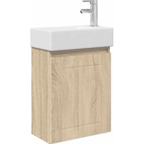 Bathroom Vanity Unit with Tap Sonoma Oak 45.5 x 25.5 x 84 cm vidaXL