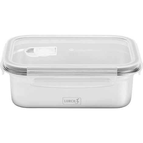 Boîte de rangement en acier inoxydable avec couvercle en plastique sans BPA 1200 ml Argenté/transparent (1/5)