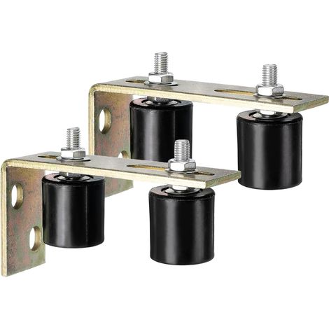 4pcs Galet Guide pour Portail Coulissant 42x44mm, M10 Roulette Nylon avec Équerre Guide au Sol pour Porte Grange Coulissante, Roue Universel avec Roulement à Billes Scellé, Noir (1/5)