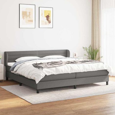 Cama box spring con colchón tela gris oscuro 200x200 cm (1/5)