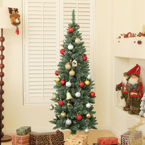 Árbol de Navidad Artificial 150 cm con 395 Ramas 30 Piñas y Soporte de Metal Árbol Navideño para Salón Interior Verde (1/5)