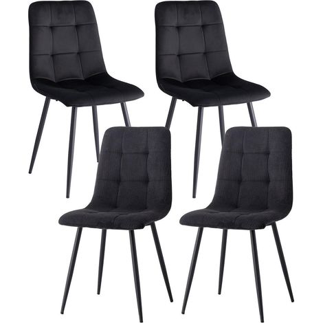 4er-Set Esszimmerstühle, Samt & Cord, schwarze Metallbeine, belastbar bis 130kg (1/5)