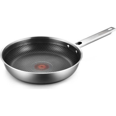 Poêle antiadhésive saine, compatible induction, en acier inoxydable, noire (1/5)