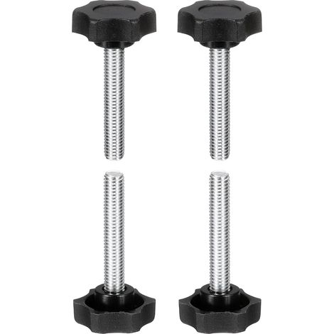 4 Pcs Star Handles M8 x 45mm (1.25mm Pitch) Male Threaded Rod Metric Carbon Steel Manual Tightening Screws Threaded Bolts for Woodworking Jigs, Black (1/5)