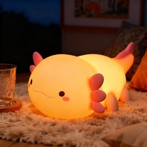 Veilleuse enfant en forme de canard Deux modes de couleur Lampe LED rechargeable Minuterie de 20 minutes Commandes tactiles Matériau en silicone lavable Sans BPA Jaune (1/4)