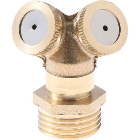 Buse de brumisation, buse de brumisation en Laiton à 2 Trous pour arrosage de Jardin, raccord d'eau avec Adaptateur de 1,27 cm pour Jardin extérieur – Lot de 1