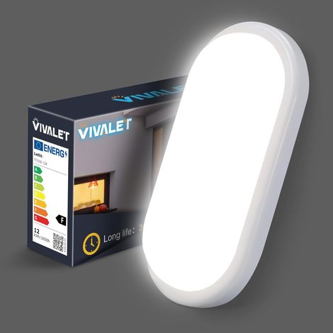 Applique Murale Intérieure Exterieur 12W 1200LM, Plafonnier LED 4000K, Luminaires Blanc, Lampe Eclairage Exterieur IP54, Éclairage de Plafond Pour Sous-Sol, Couloir, Escalier, Garage, Bain (1/5)