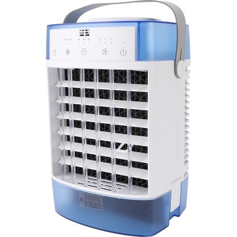 Tischventilator mit Fernbedienung, leise und mit Sprühfunktion, ideal fürs Büro oder Studentenzimmer (blau). (1/3)