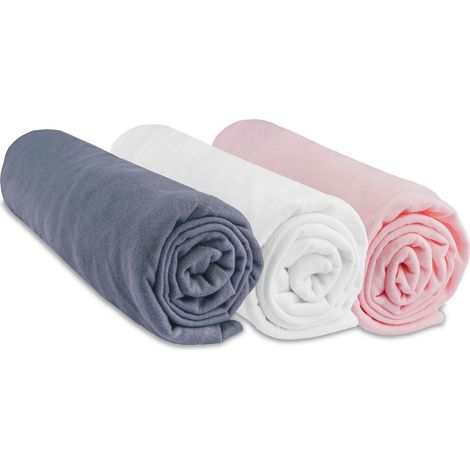 Lot de 3 draps housse extensibles en jersey 100% coton – Dimensions 40x80 / 40x90 cm – Certifié Oeko Tex – Lavable en machine à 40°C – Easy Dort