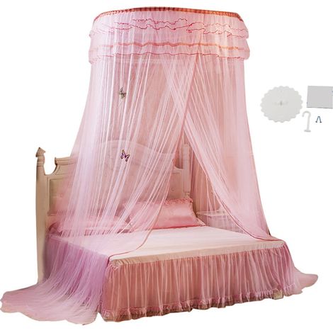Rundes, atmungsaktives Moskitonetz aus Spitze, Prinzessinnenstil (rosa)
