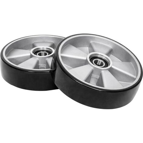 Jeu de roues pivotantes en polyuréthane STIER pour transpalettes (1/4)