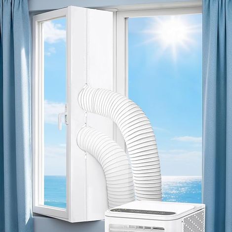 Kit Tissu de Calfeutrage pour Fenêtres pour Climatiseur Mobile Portable, Joint de Fenêtre avec Double Fermeture Éclair pour Sèche-linge, Hotte, Protection contre la Chaleur (1/5)