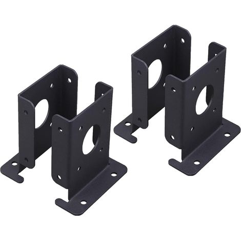 BRAVIX Ancrage de poteau robuste  Pergola de support stable  Support de poteau de boîte aux lettres, 4 ancrages stables pour pergola, demi-base noire pour poteaux en