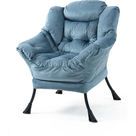 Poltrona Relax con Struttura in Metallo e Tasca Laterale, Imbottita in Cotone PP, Design Ergonomico per Camera e Soggiorno (1/5)