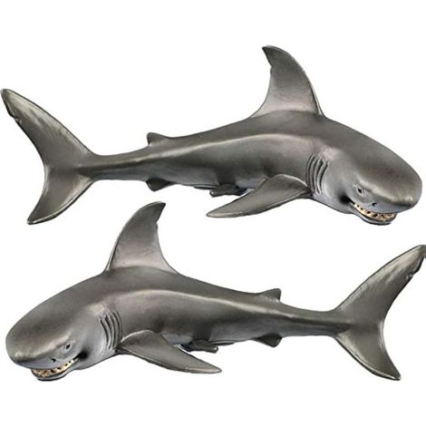 Lot de 2 figurines de requin souriant pour décoration d'aquarium, réplique de vie marine avec sourire rusé et passionnant pour aquarium (1/5)