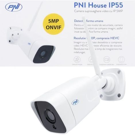 Caméra de surveillance vidéo sans fil PNI House IP55 5MP avec emplacement IP et microSD extérieur et intérieur, mode nuit (1/4)