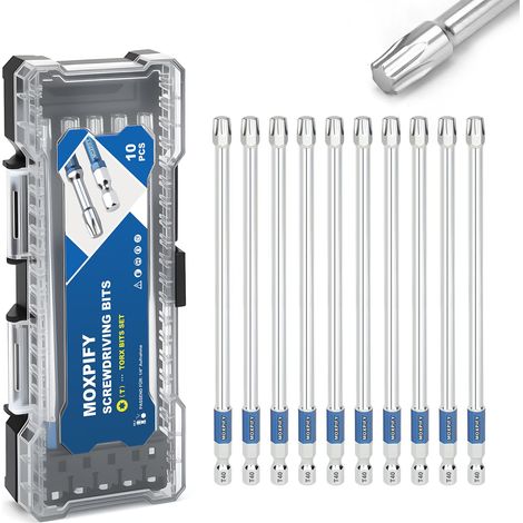 Lot de 10 embouts Torx T40 de 150 mm de longueur avec tige hexagonale de 6,35 mm, embouts de vissage pour visseuse sans fil, idéal pour l'artisanat et le bricolage (1/5)