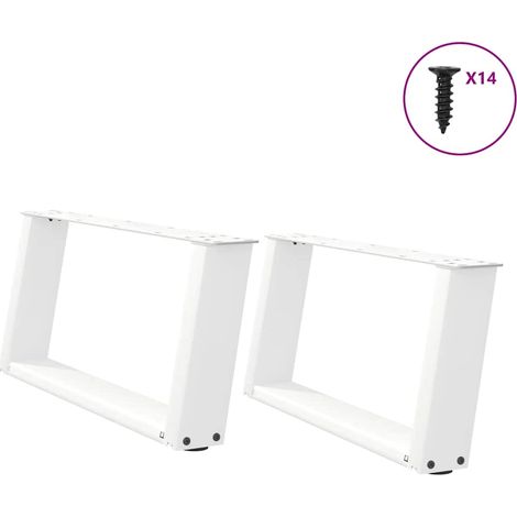 Couchtischbeine U-Form 2 Stk. Weiß 60x(30-31) cm Stahl