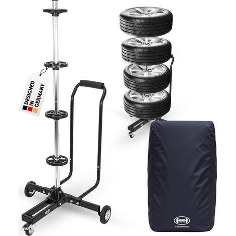 HEYNER® Felgenbaum Fahrbar - Bis zu 285 mm Reifenbreite + bis 100 kg Belastbar + Mit Griff + Bremse + inkl. Schutzcover I Reifenbaum Reifenständer