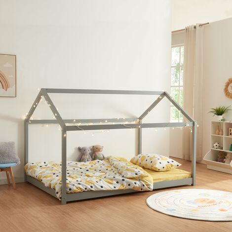 Kinderbett Cerro 140x200cm Grau [en.casa]