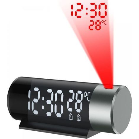 Reveil Projecteur Plafond, Horloge Digitale Projecteur 180°,Réveil Projection avec Température, Snooze, Mode Nuit, Affichage 12H/24H,Luminosité Réglable, Horloge Numérique pour Chambre, Bureau (1/4)
