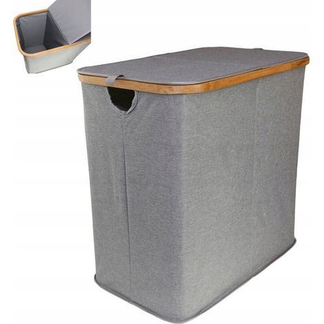 Cesto de ropa sucia de 100 L, color bambú gris