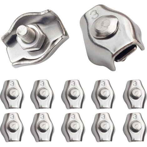 20 Pieces Wire Rope Clamp Steel Cable Clamp M3 Wire Rope Clips for Steel Cable 1.5mm-3mm Stainless Steel Cable Clamp for Construction Sites and Ships (1/5)