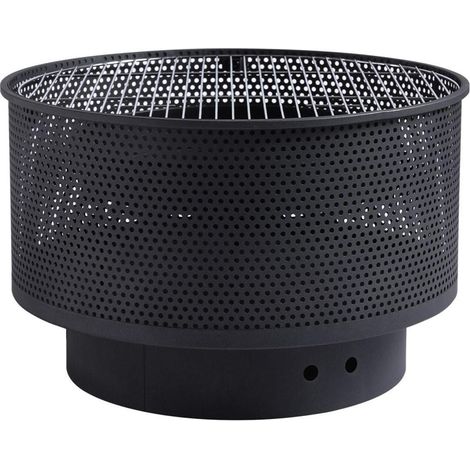 Brasero multifonction avec gril jardin 38 x 61 cm sécurité pare-étincelles design moderne en acier noir (1/3)
