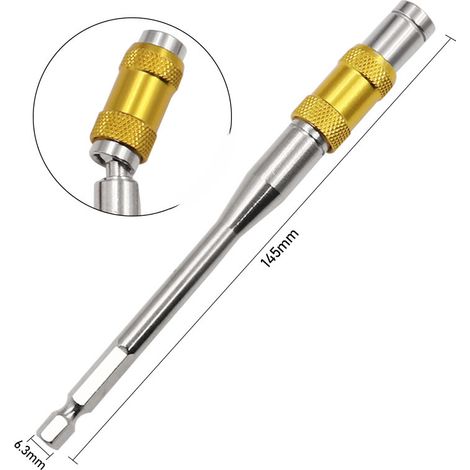 Extensión de liberación rápida para destornilladores  Longitud hexagonal de 145 mm  Liberación rápida con autobloqueo  Acceso a tornillos profundos (1/5)