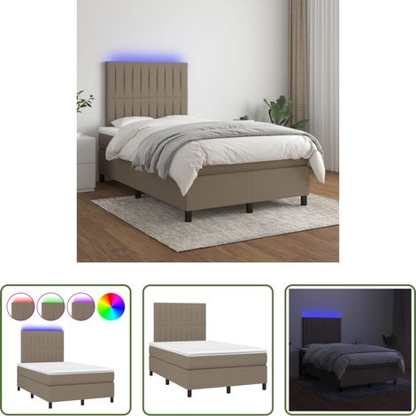 vidaXL LED-Streifen - Boxspringbett mit Matratze & LED Taupe 120x200 cm Stoff (1/5)